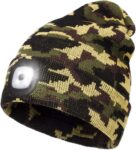 Wmcaps Rechargeable LED Lighted Beanie, Perfect Dad Gifts in Christmas, Stocking Fillers Cap with Light Hands Free Head Torch Unisex Winter Warm Knit Beanie